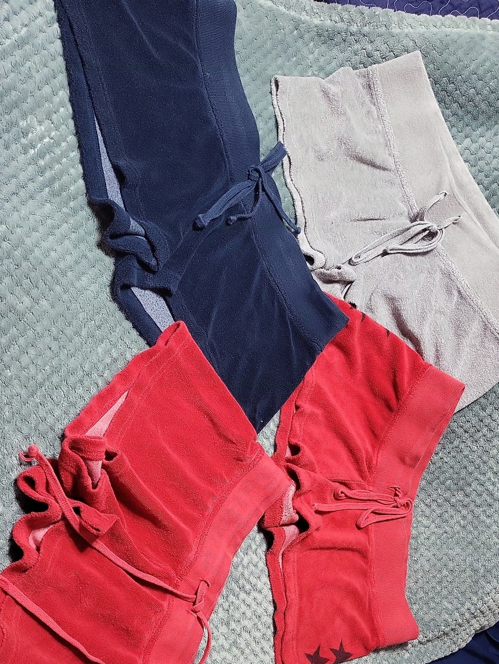 4 Hard Tail Trio Lounge Shorts in Navy, Red, and Light Gray